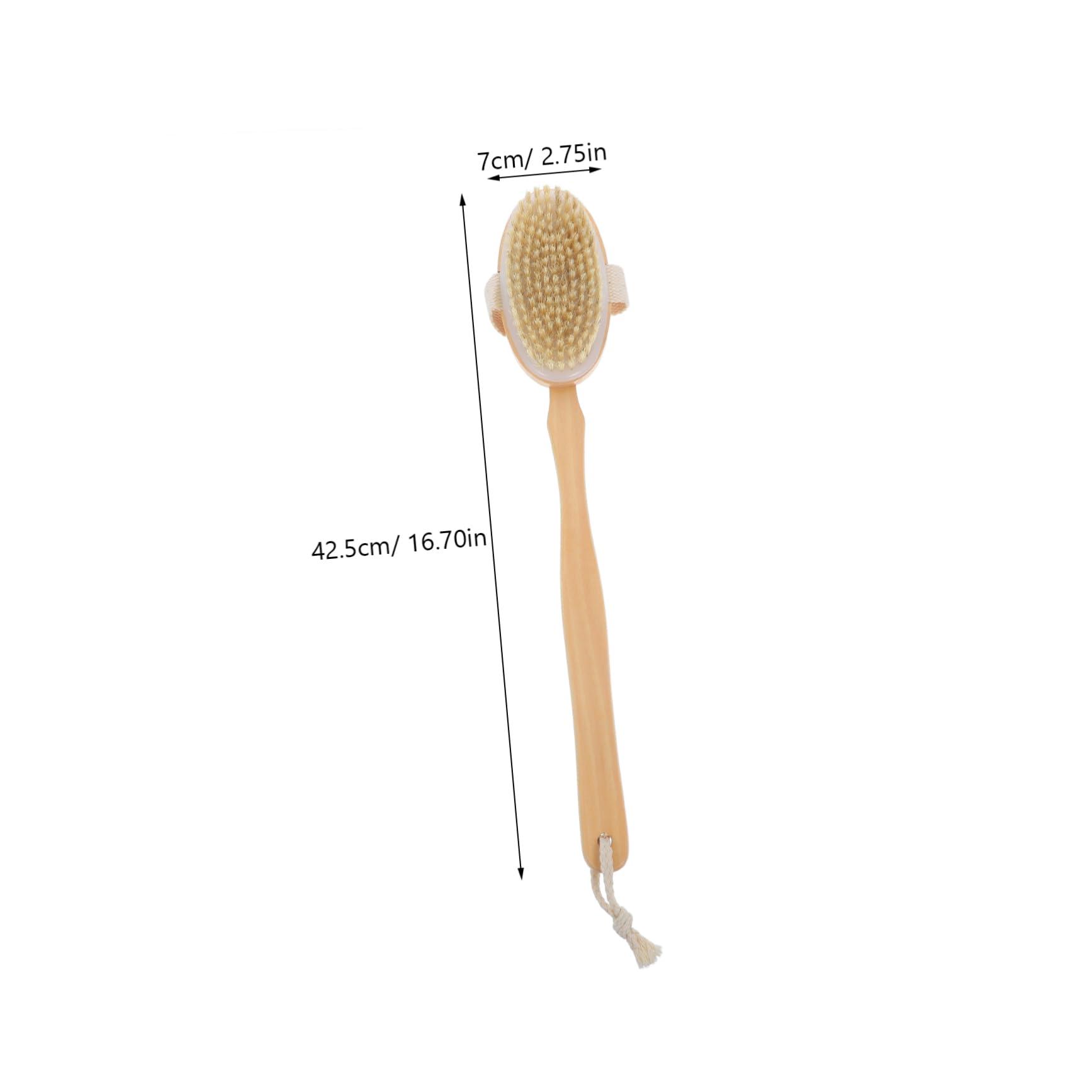 Beavorty Beavorty Bath Brush Bathing Back Scrubber Body Scrubber Body Scrub Brush Shower Back Brush with Handle Body Brush Shower Back Scrubber for Men Back Washer for Shower Wood Beige