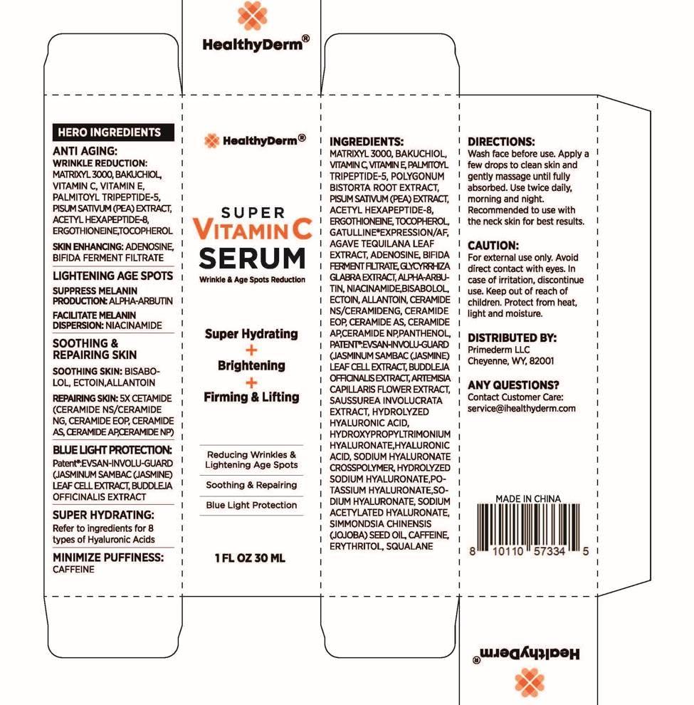 HealthyDerm Super Vitamin C Serum for Women Over 70: Niacinamide, Vitamin C, Hyaluronic Acid, Peptides, Vitamin E, Caffeine, Bakuchiol, Hydrating, Lifting, Wrinkle & Age Spots Reduction Pack of 3