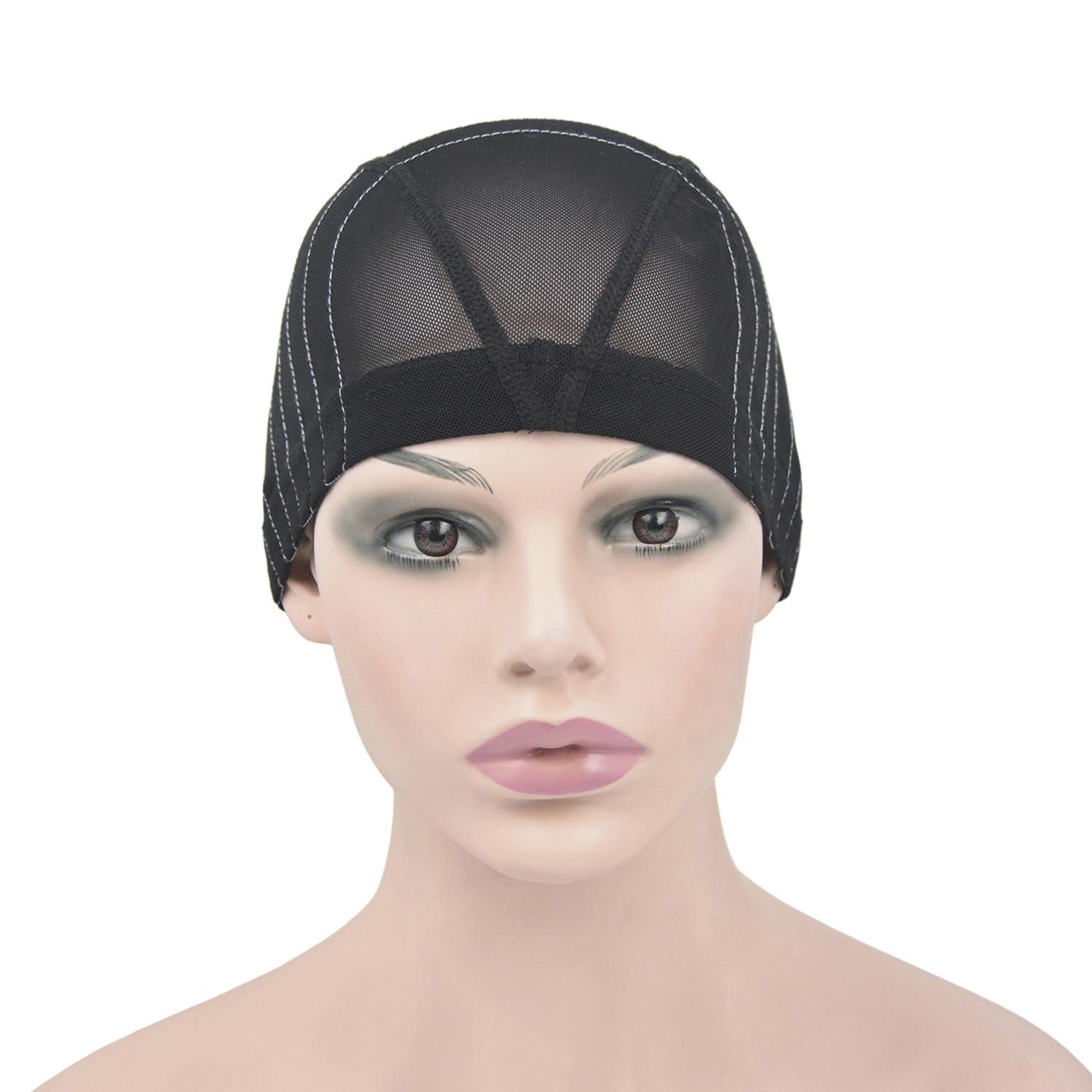 YTBYT Mesh Dome Caps Wig Cap with Guideline Map for Wig Making Stretchable Wig Caps for Beginners Making Wigs (4x4 L)