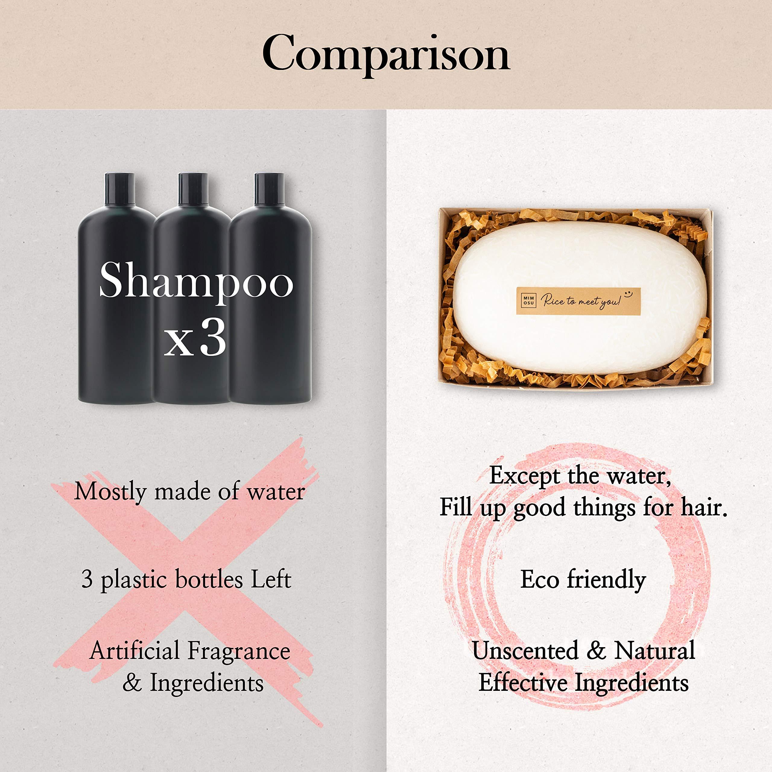 mimosu mimosu Fermented Rice Water Shampoo Bar 2 Pack  pH Balanced, Unscented Solid Shampoo for Hair Growth, Curly Hair, Natural Hair Care, Eco-Friendly, Korean Hair Care Formula