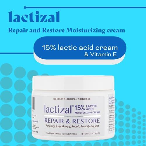 LACTIZAL LACTIZAL Repair & Restore Cream With 15% Lactic Acid 12 oz Tub 2-in-1 Exfoliator and Moisturizer For Extream Dry Skin