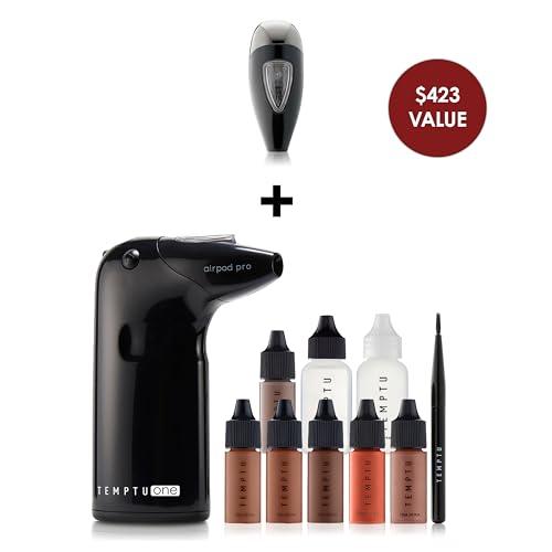 TEMPTU TEMPTU One Airbrush Make-up Kit for Complexion Perfection with Cordless Compressor, Dark & Airpod Pro Cartridge Bundle