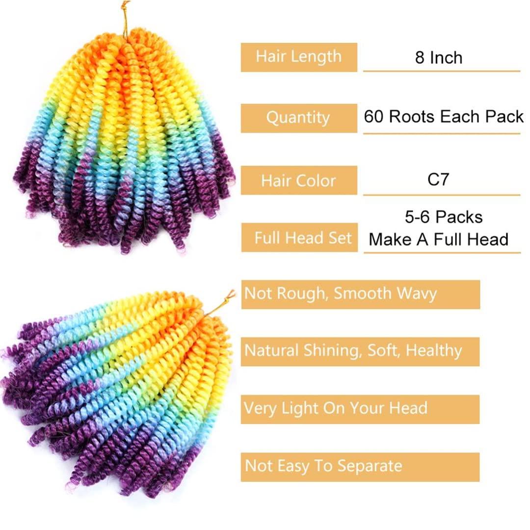 Sweejim Spring Hair 8 Inch Black Brown Ombre Braiding Hair Extensions 110G Synthetic Crochet Braids Hair B2 8inches 7Pcs/Lot