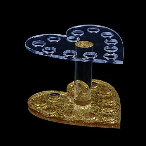 LIXIATIAN LIXIATIAN 12 Holes Makeup Brush Holder Organizer, Acrylic Nail Art Brush Desktop Display Holder Shelf, Pen Stand Storage Rack for Home Office (Heart,Silver)