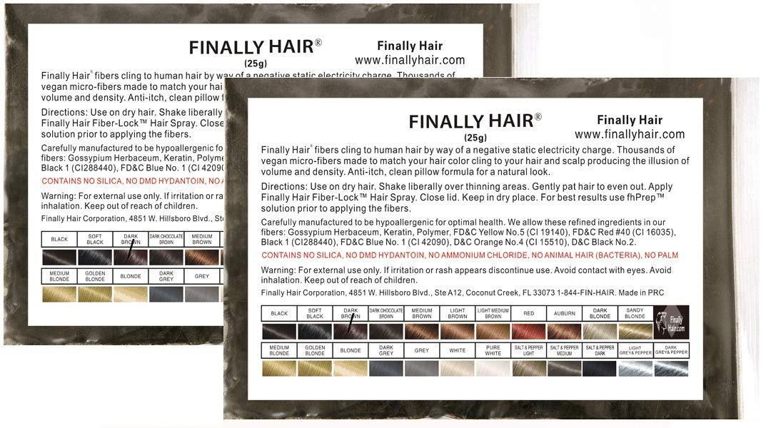 Finally Hair Dark Brown Keratin Hair Building Fibers Refill Hair Loss Concealer Fiber 2pak of 25g = 50g 50 G Grams Gr 50gr Total Hair (use Dark Chocolate Brown for darker)