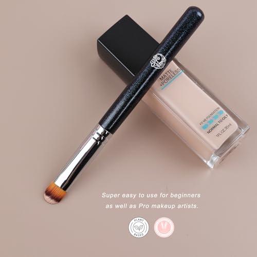 ENERGY ENERGY Concealer Brush Under Eye Flat Makeup Brush for Eyebrows Foundation Concealer Blending with Liquid Cream Cosmetics Flawless Full Coverage Vegan Face Brush Blue