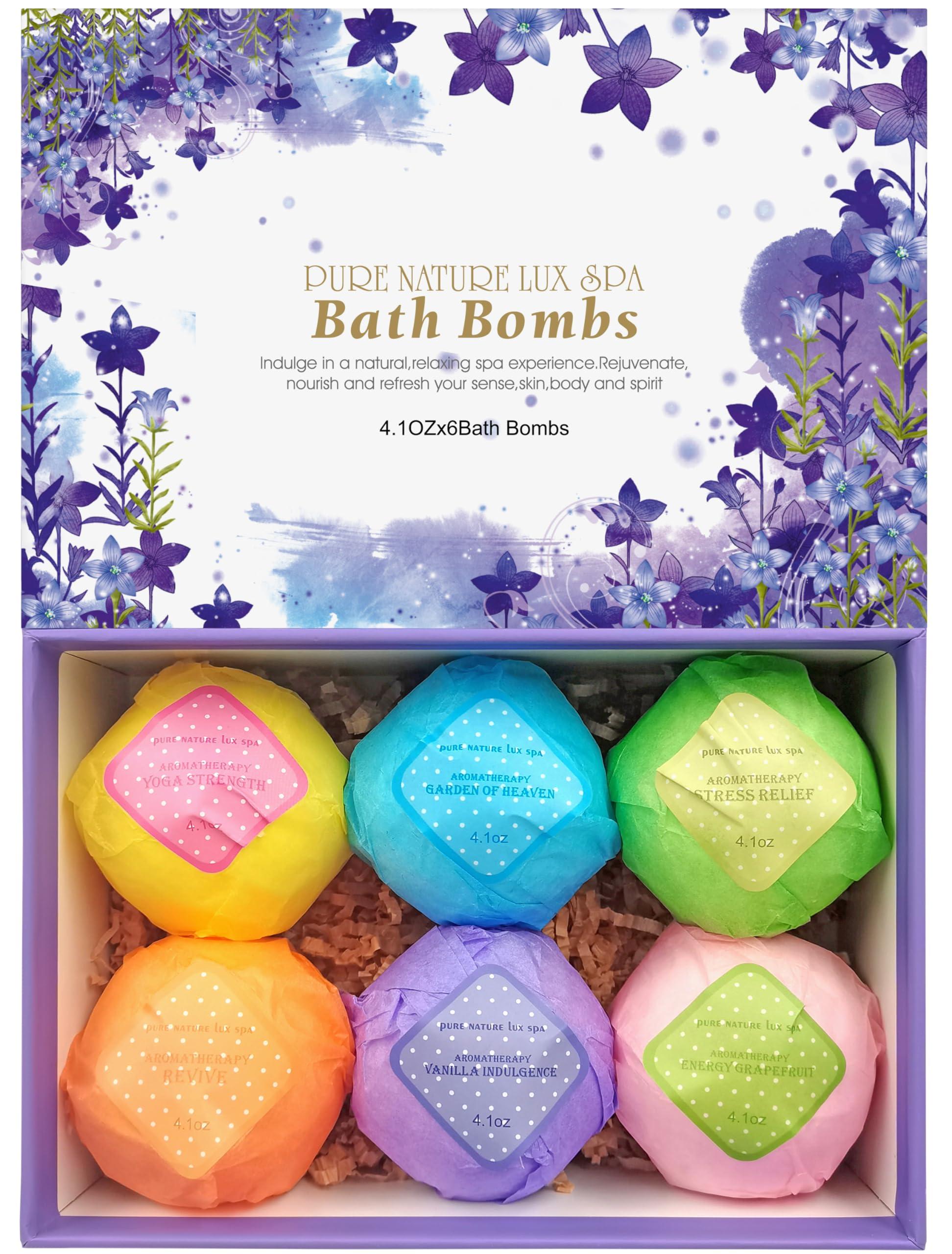 PURE NATURE LUX SPA Pure Nature Bath Bombs Gift, Set 6, and Aromatherapy Shower Steamers, Set 6