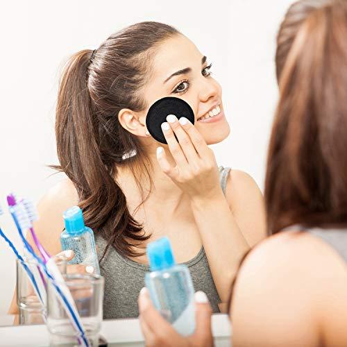 SIQUK SIQUK 24 Pieces Reusable Cotton Rounds Black Makeup Remover Pads Layers Washable Organic Bamboo Cleansing Cloth Pads with Laundry Bag for Eye Makeup Remove Face Wipe