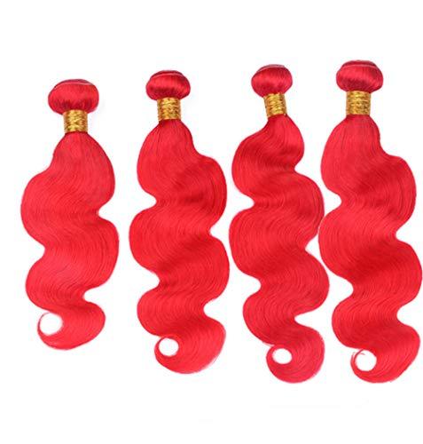 General Zara Hair Brazilian Red Hair 4 Bundles Deals Body Wave Bright Red Human Hair Extensions Cheap Red Wavy Virgin Hair Weave Wefts 400g/Lot Mixed Length (10 10 10 10 Inch)