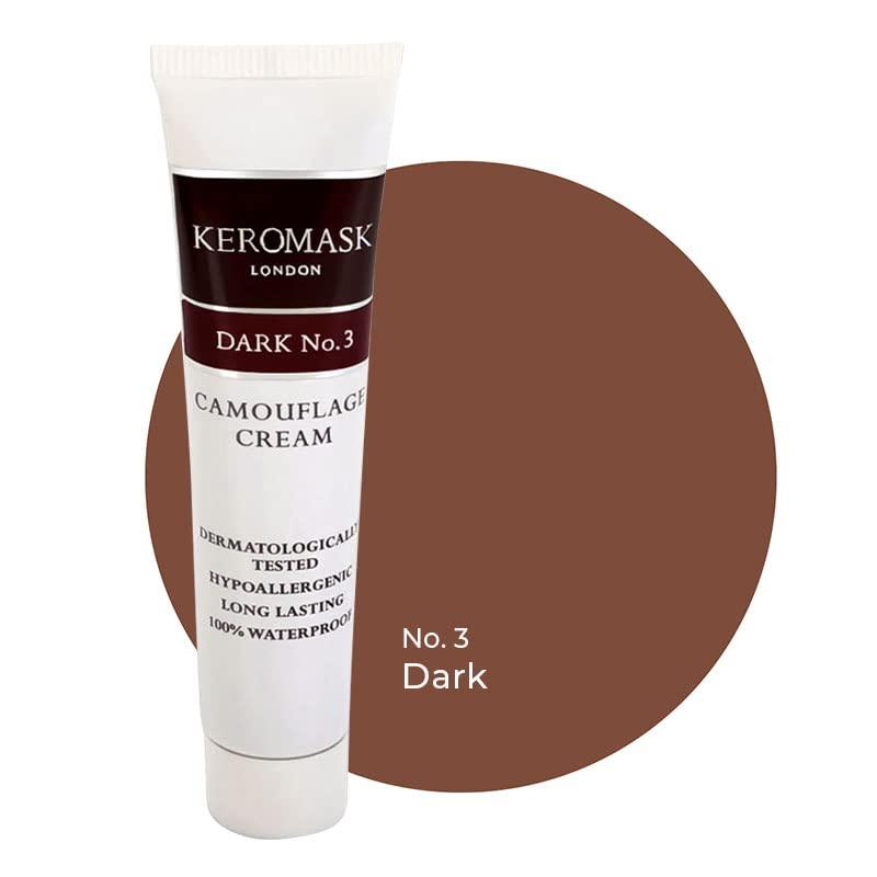 Keromask Keromask Full Coverage Concealer | Dark No 3 | Camouflage Makeup | Waterproof Concealer | Hypoallergenic | Vitiligo, Tattoo, Rosacea, Tattoo Cover |24 Shades