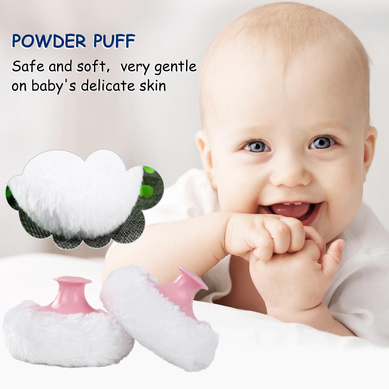 Qopoto Qopoto Body Powder Puff and Container for Dusting Powder, Baby Women Powder Puff and Powder Case for Bath and Travel (Plum Blossom)