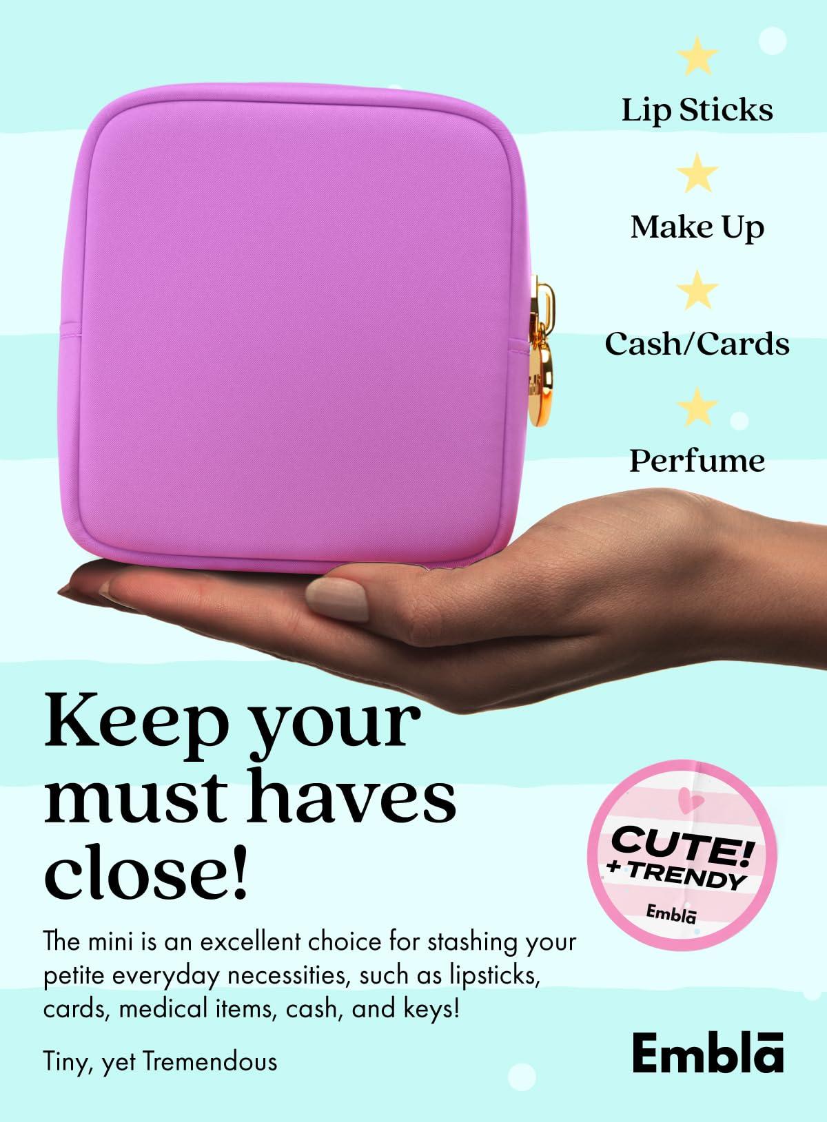 Embla Embla Makeup Bag Travel Cosmetics Pouch and Toiletry Bag, Nylon Zipper Pouch Purse, Cute Make Up Organizer Storage Tote for Women Girls, Waterproof Travel Skincare Case, Small Makeup Bags, Plum