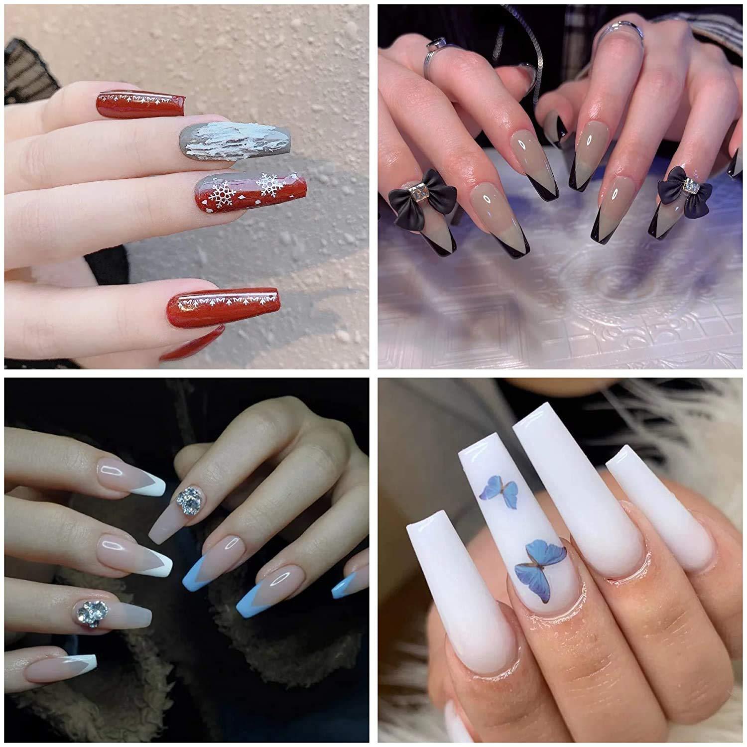 Ulalaza 500pcs Acrylic Nail Tips Clear Fake Nails Natural False Nail Tips Clear Half Cover Artificial Acrylic False Nails DIY Salons Nail Art 10 Sizes