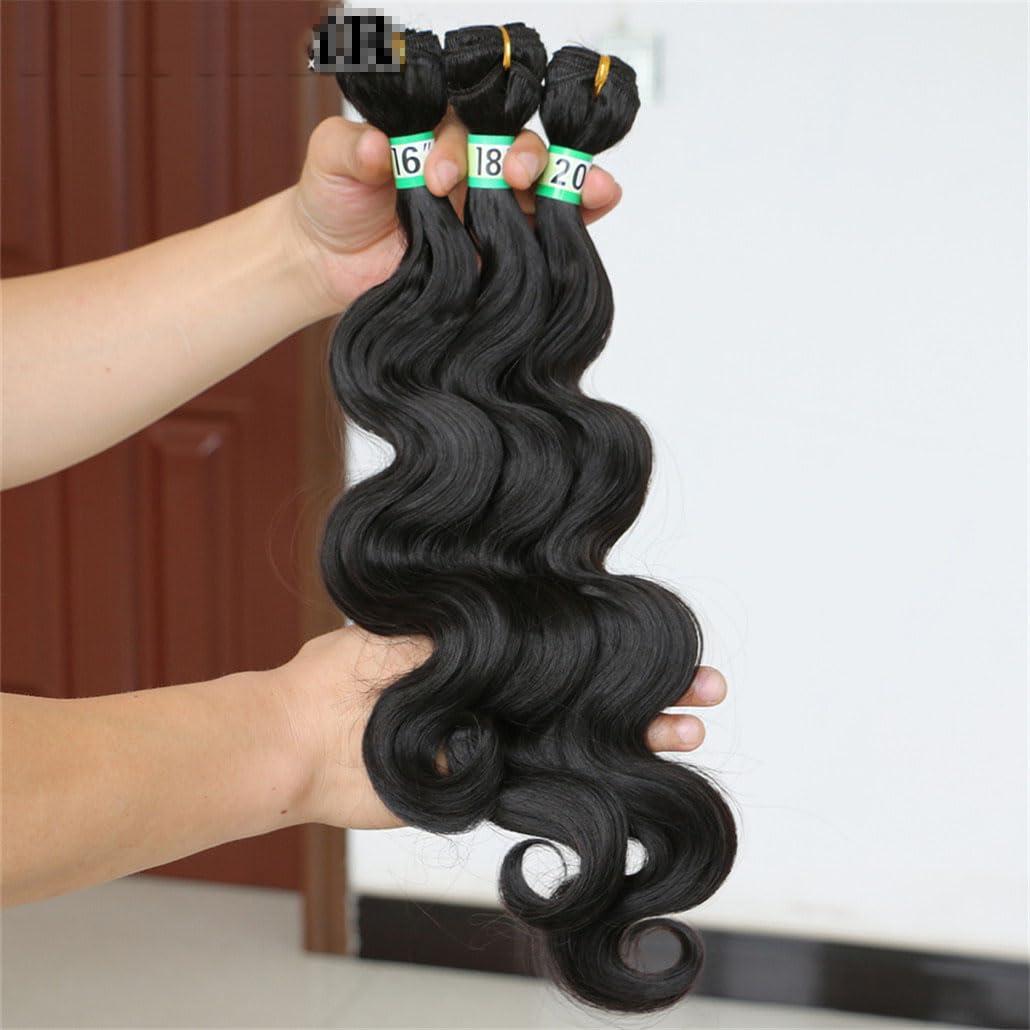 Azedssw Synthetic Bundle Weave Body Wave Hair Bundles Synthetic Hair Weave 16-20Inches 3Bundles/Lot Ombre Hair