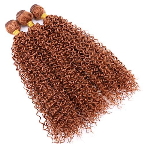 Qinhange 8-30 Inch Afro Kinky Curly Hair Bundles High Temperature Synthetic Hair Extensions For Black Women #613 18inches 3 pcs