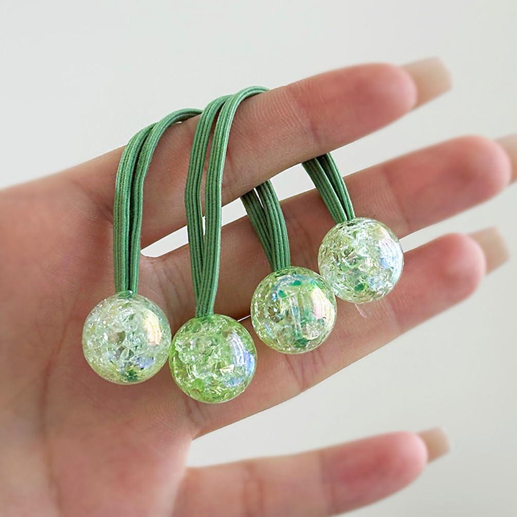 ALABAR Ball Bubble Elastic Hair Ties Funky Neon Ponytail Holder 10PCS Pear Head, BOBO Head, Meatballs For kids Girls Thick Hair