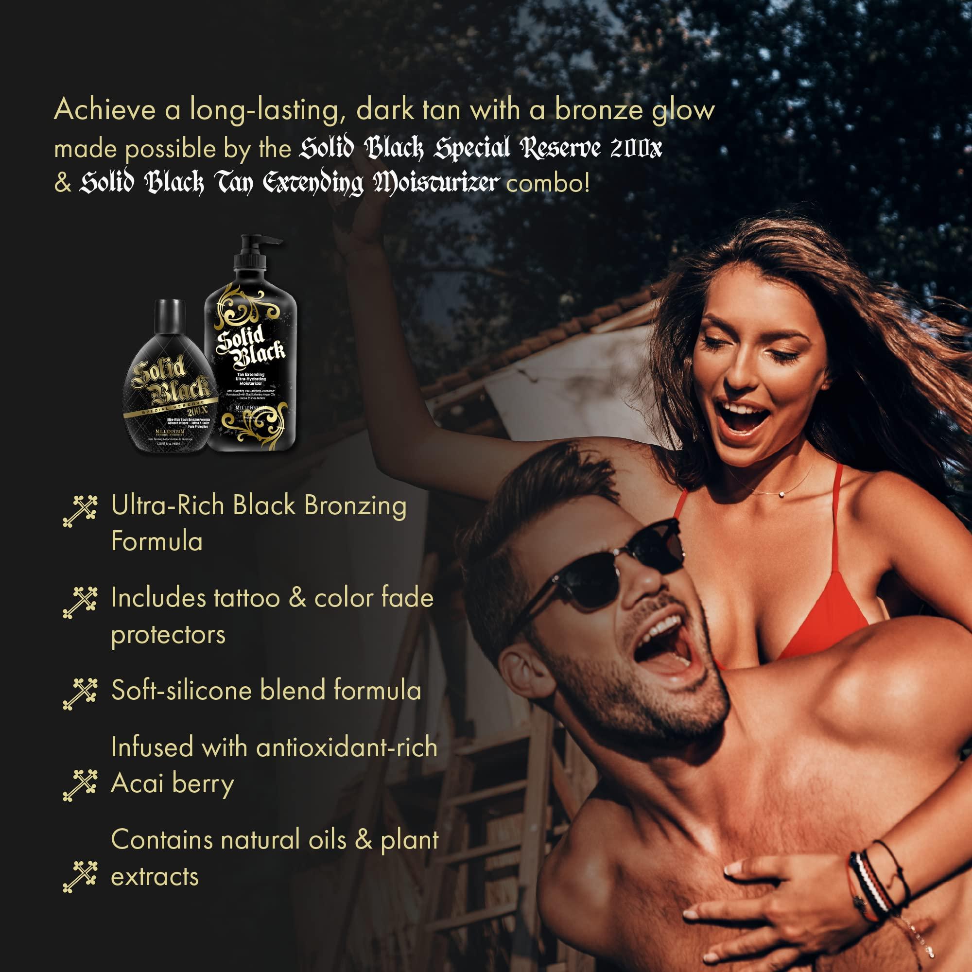 Millennium Tanning Products Millennium Tanning Solid Black 200X Tanning Lotion & Tan Extender Lotion, 13.50 & 18.25 Fluid Ounces