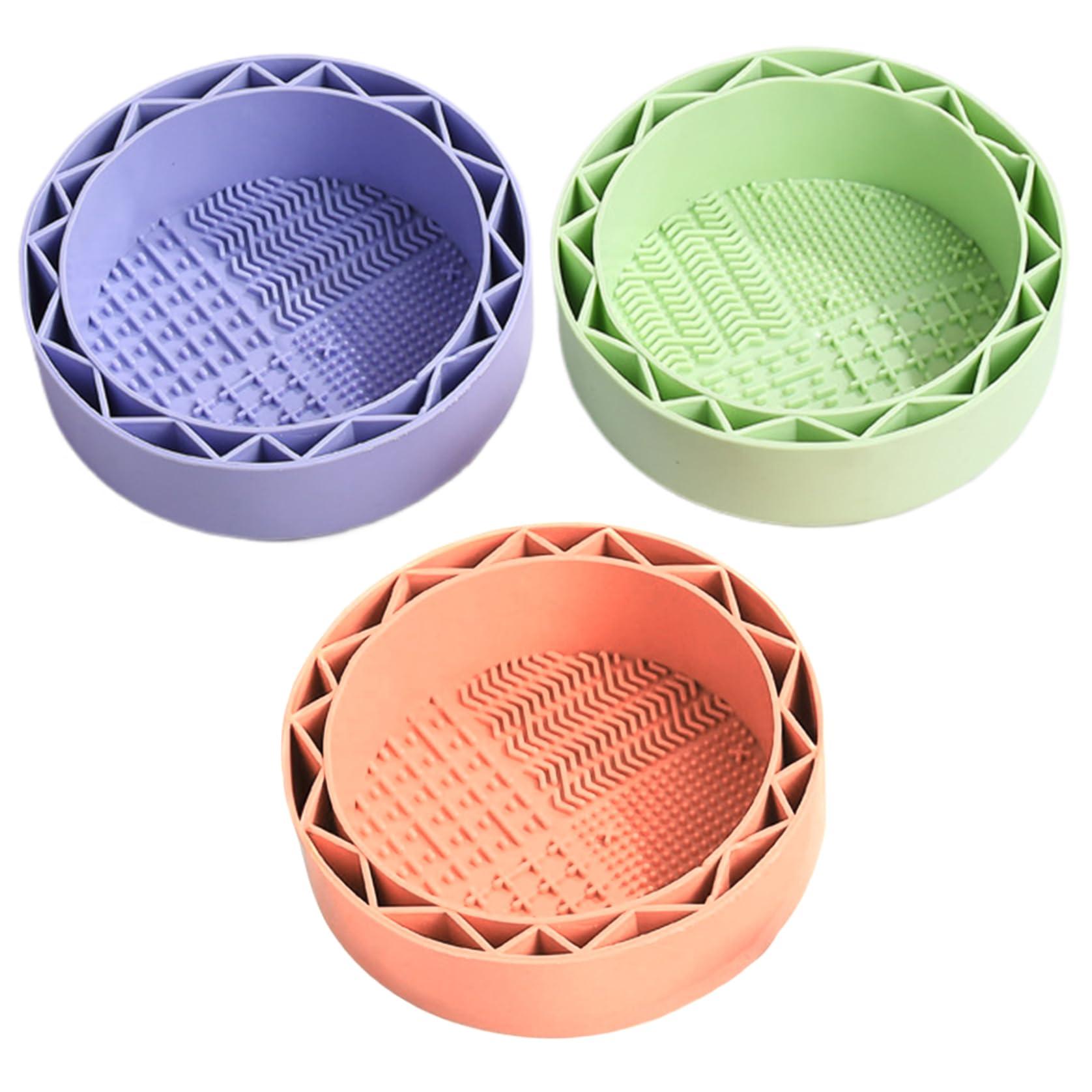 Kalastussaari Kalastussaari 3Pcs Makeup Brush Cleaner Mat 3 in 1 Brush Cleaning Mat, Cosmetic Brush Cleaner, Brush Drying Holder Organizer Portable Silicone Makeup Brush Cleaner