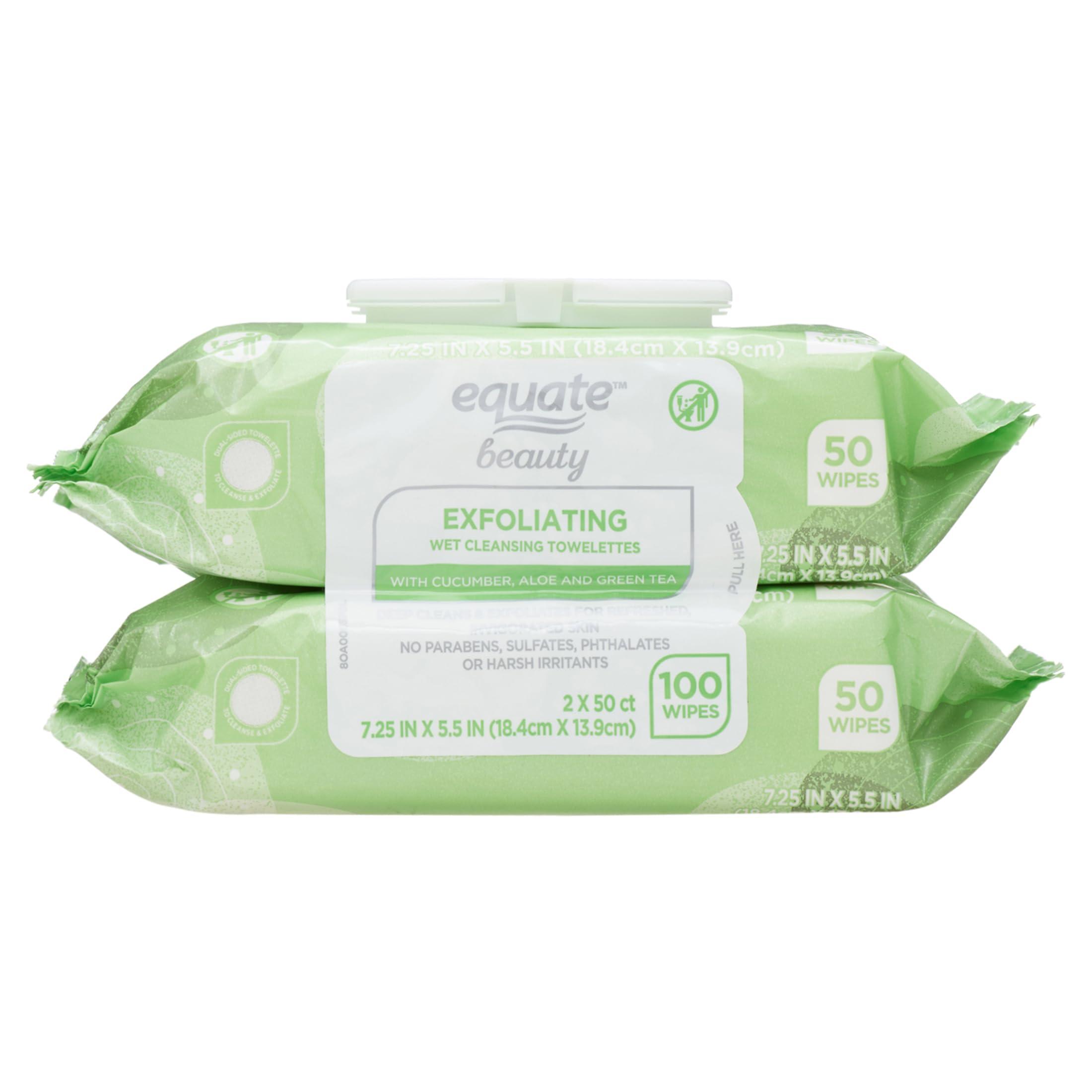 Maker Explorador Equate Exfoliating Wet Cleansing Makeup Remover Facial Wipe, 4 Pack, 200 Count and card gift Maker Explorador