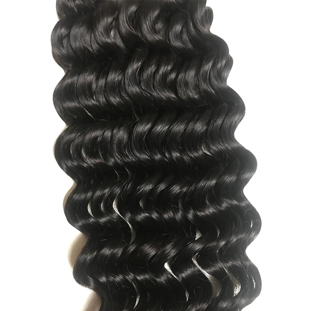 XISHIHONGYAN Boho Knotless Braids Human Hair Micro Braids Extension Hair Deep Curly Human Bulk Hair 24 Inch 1pack (3bundles(300g) Natural Black Color