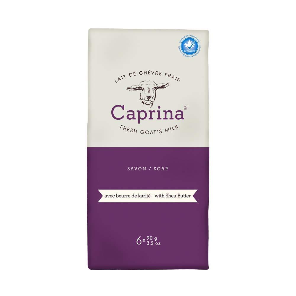 Caprina by Canus Caprina by Canus Bar Soap 3.2 Oz 6 Pack With Fresh Canadian Goat Milk Vitamin A B3 Potassium Zinc and Selenium 6, Shea Butter, 1 Count