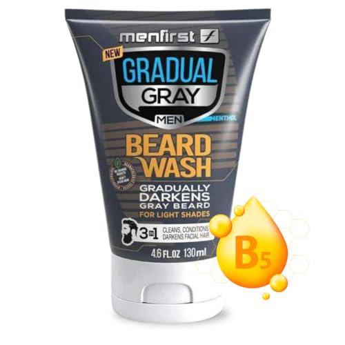 MENFIRST MENFIRST Gradual Grey Reducing Beard Wash for Light Shades - Beard Wash for Light Brown to Blonde Hair - Beard Color Shampoo for Men - 4.60 FL