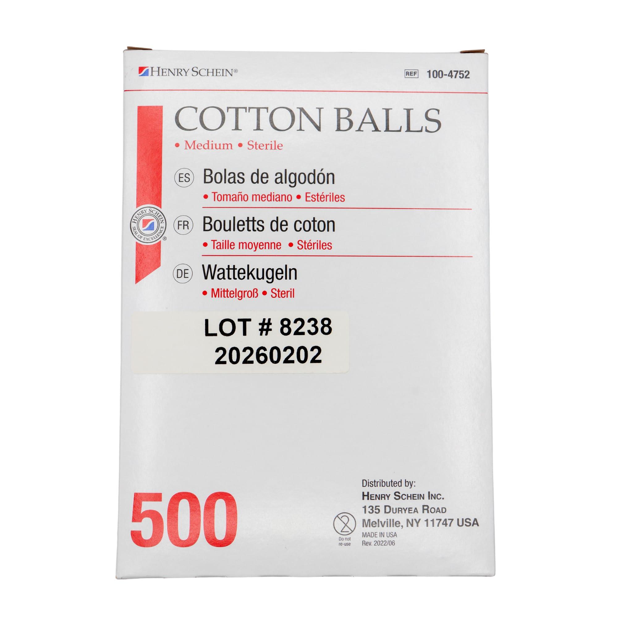 Henry Schein Henry Schein Cotton Ball, Sterile Medium, 500 / Box, 8 Boxes/Case