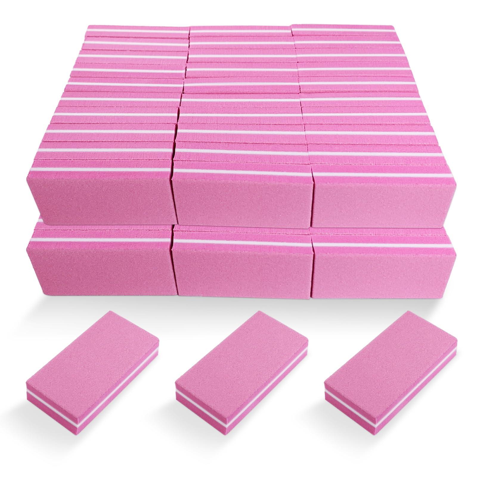 HomeyEra Nail Buffers (60 Pack), Buffer Block Nail File for Acrylic Nails and Natural Nails, 100/180 Grit Small Nail Buffer Block Bulk Buffing Blocks for Nail Buff Professional Manicure File Blocks Set Pink