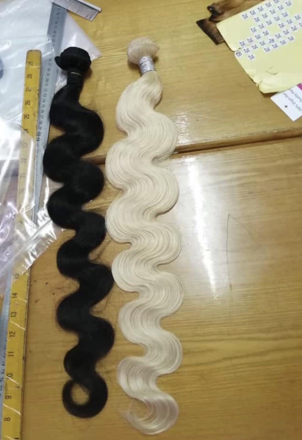 DHARYSHOP Extensiones de cabello humano color natural (18 inch, blonde hair wave)