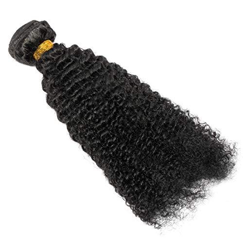 SEGO SEGO 7A Virgin Hair Bundles Sew in Hair Extensions Kinky Curly 100% Unprocessed Brazilian Human Hair Weave Hair Weft Extensions for Women 16 Inch Natural Black #1B 100g