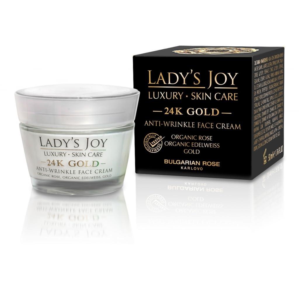 Rose Lady\'s Joy Luxury 24K Gold Anti-Wrinkle Face Cream with organic rose oil and 24k gold - Bulgarian Rose 50 ML/1.76fl oz