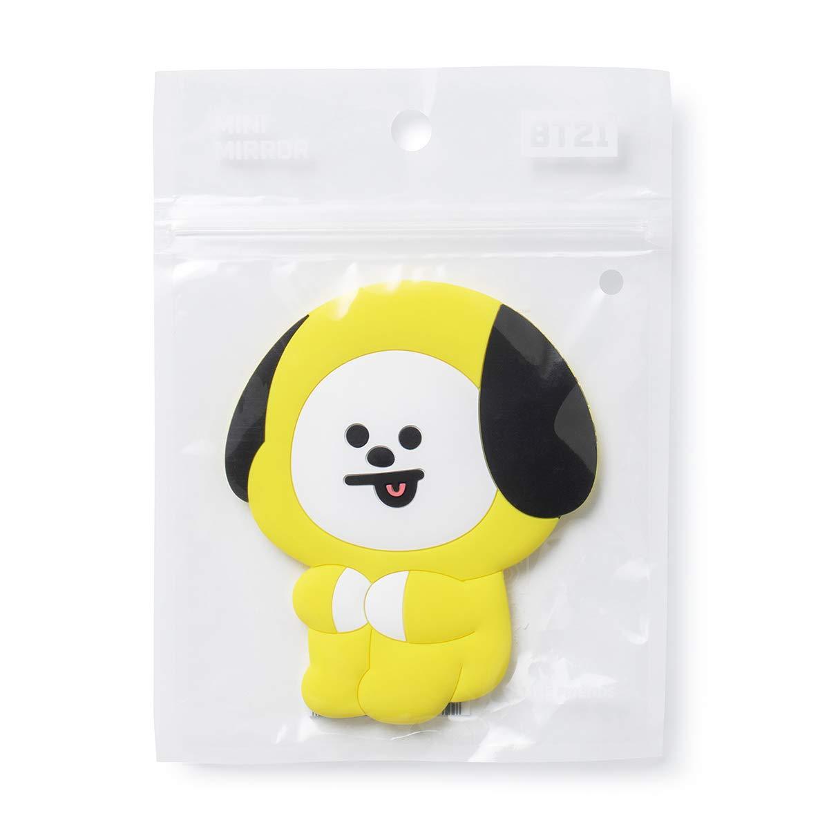 BT21 BT21 CHIMMY Character Small Mini Travel Handheld Hand Mirror for Women and Girls, Yellow