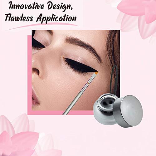Vertex Eyeliner Brush Fine Angled Set - For Liquid Gel Liner Applicator Bent Stencils Thin Pencil Pen Real Small Sharpener Angle Wing Tips Firm Makeup Brushes Black Stamp Winged Kit Flat Waterproof Cat Eye