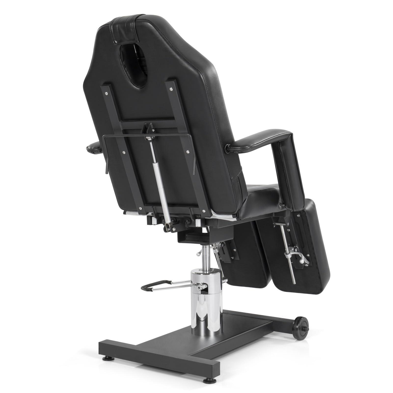TATARTIST TATARTIST Hydraulic Tattoo Bed Chair Client Massage Spa Beds Facial Chair Esthetician Bed with Headrest Adjustable Tattoo Table Beauty Salon Spa Equipment (Black)