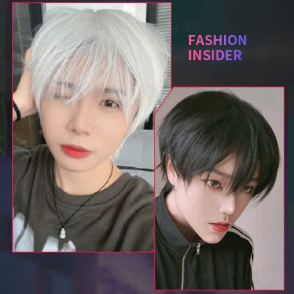 SOBOUR Heat Resistant Fashion Hot Mens Wigs Natural Slight Wave Mullet Wigs For Men Fluffy Soft Synthetic Heat Resistant Full Wigs For Daily Wear Synthetic