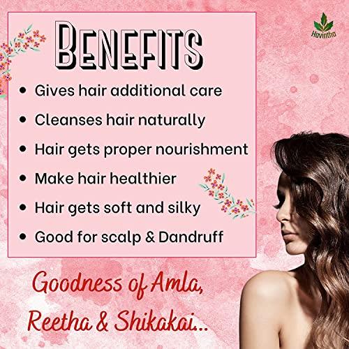Havintha Natural Hair Shampoo for Hair 8 oz, AMLA REETHA SHIKAKAI POWDER (Phyllanthus emblica, Sapindus mukorossi, Acacia concinna),Product of Havintha, 227g