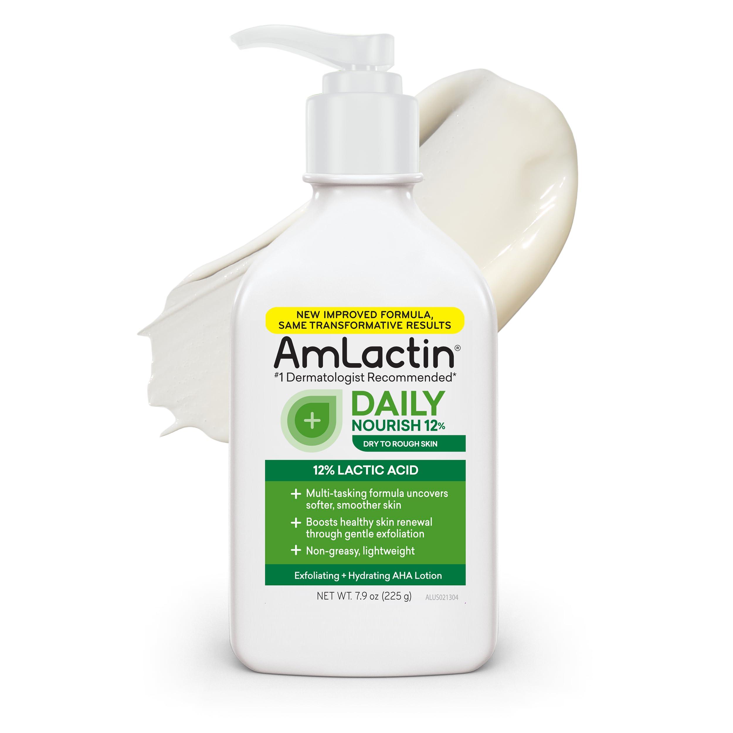 AmLactin AmLactin Daily Moisturizing Lotion for Dry Skin 7.9 oz Pump Bottle 2-in-1 Exfoliator - Body Lotion with 12% Lactic Acid, Dermatologist-Recommended (Packaging May Vary)