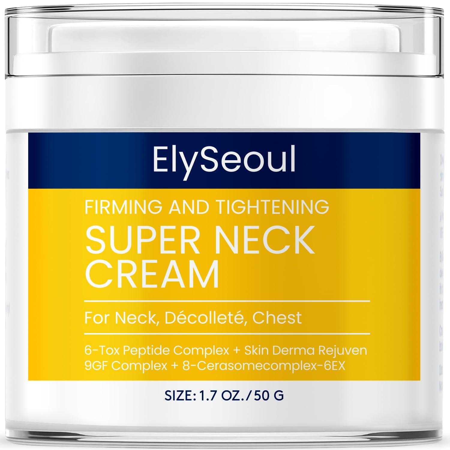 ElySeoul ElySeoul Korean Neck Cream for Firming & Tightening: Neck & Chest Anti-Aging Treatment for Crepey Sagging Skin & Wrinkles - Women & Men Turkey Neck Perfecting, 1.7 oz