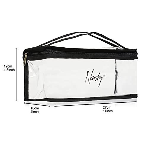 Nanshy Nanshy Clear Makeup Bags with Zipper - Organizer & Travel Toiletry Bag - Long & Large Bag with Handle for Easy Carrying - Transparent Clear Makeup Case & Cosmetic Bag - 11x4.5x4 In