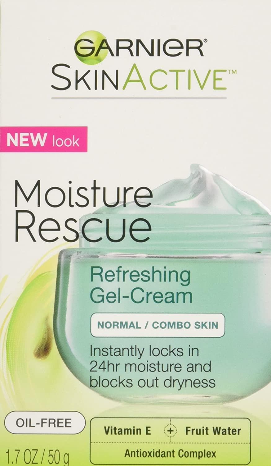 Garnier Garnier SkinActive Moisture Rescue Refreshing Gel-Cream for Normal/Combo Skin, Oil-Free, 1.7 Oz (50g), 1 Count (Packaging May Vary) (Pack of 2)