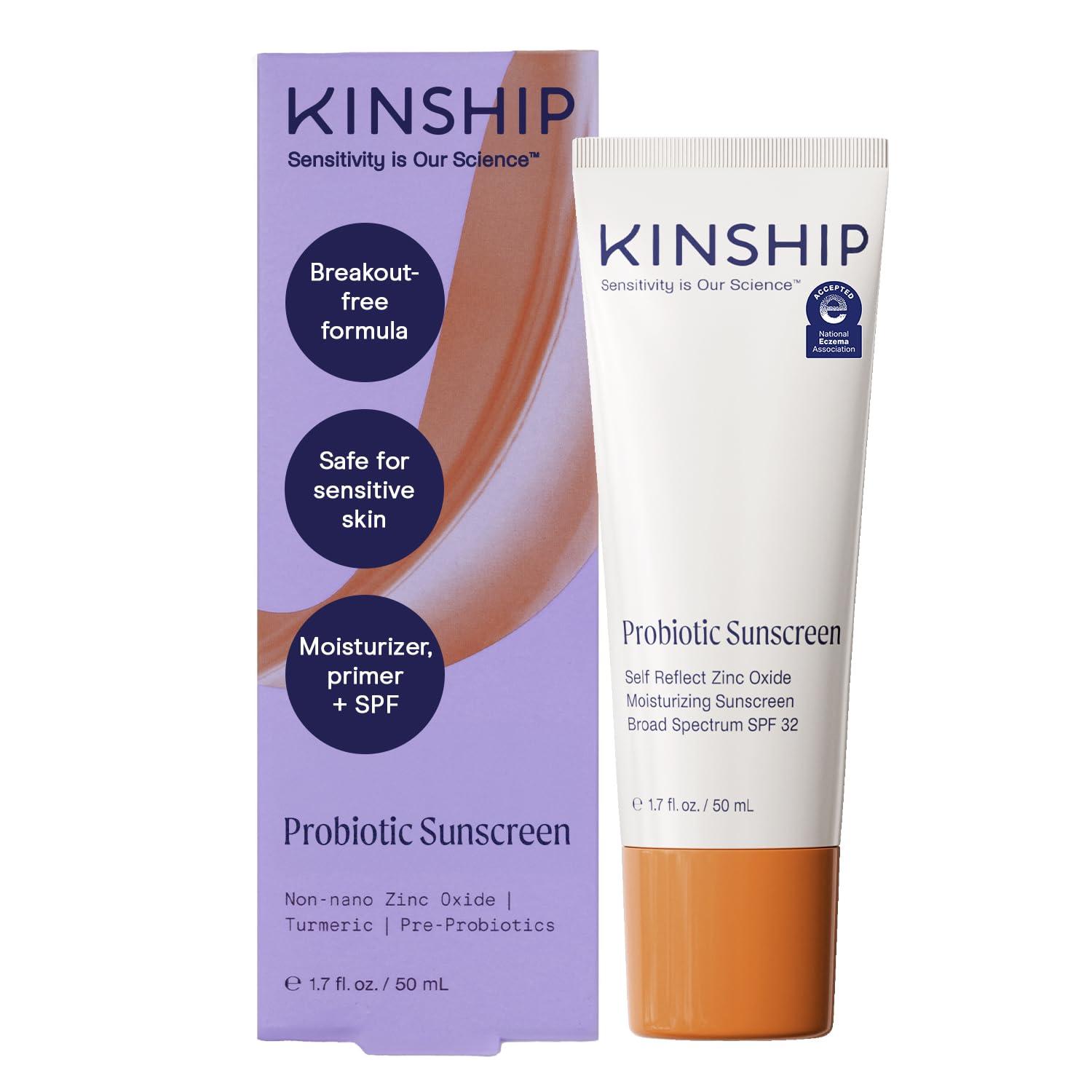 Kinship Kinship Self Reflect Probiotic Moisturizing Sunscreen SPF 30+ For Face - Lightweight 100% Mineral SPF for Sensitive Skin - Sheer Zinc Oxide Sunblock - Clean & Reef Safe - Vegan (1.75oz)