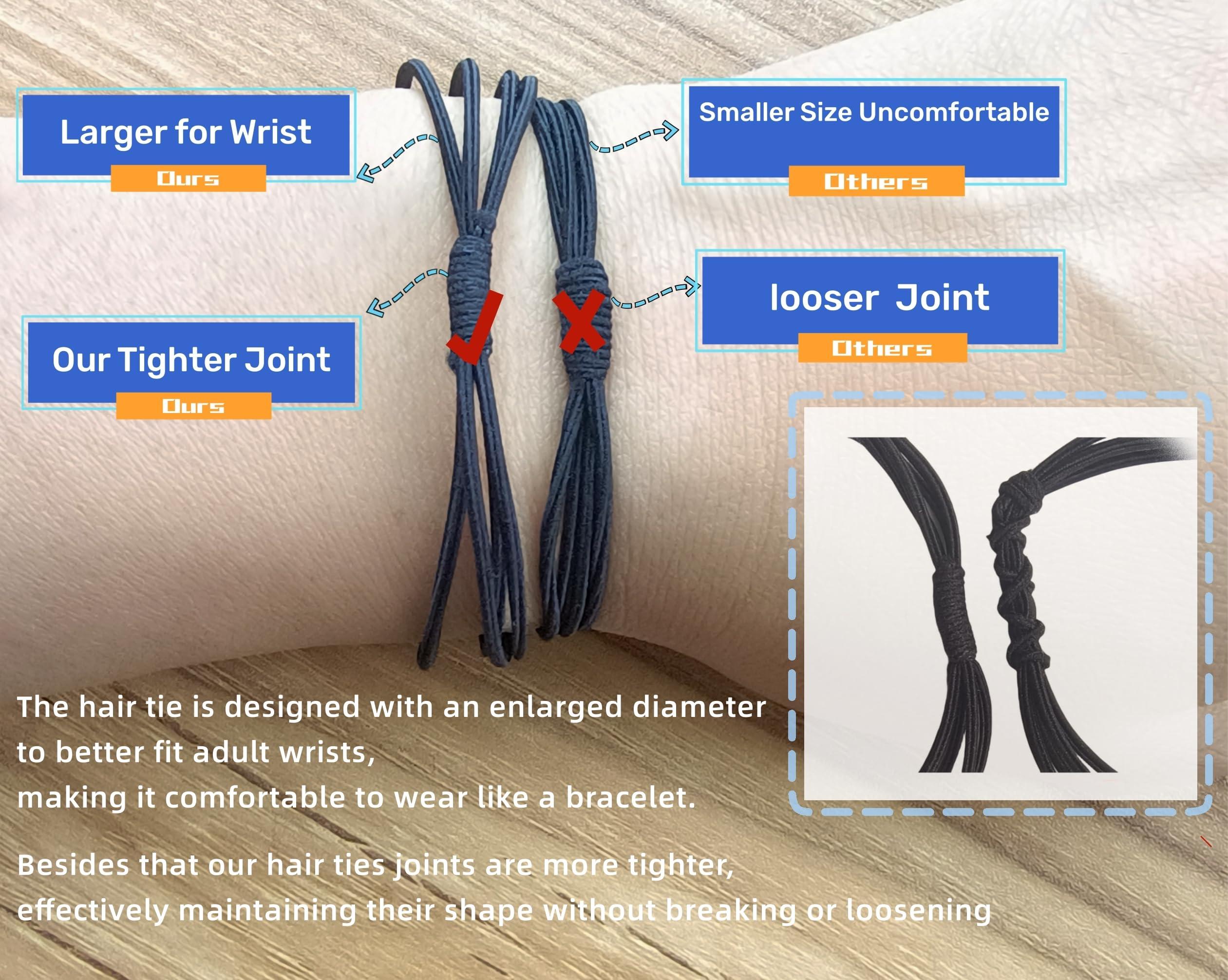 WDGROW WDGROW Hair Ties Bracelets No Dmamage,Large Hair Tie for Women,Men,Girls,Seamless,Pony Tails Tie,Handmade Scrunchies,No Plastic,for Thick Curly Hair,20Pcs,4-1 Design (Black Gray Brown)