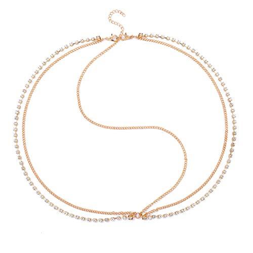Barode Barode Boho Layered Head Chains Sparking Rhinestone Fashion Headband Jewelry for Women and Girls (Gold)