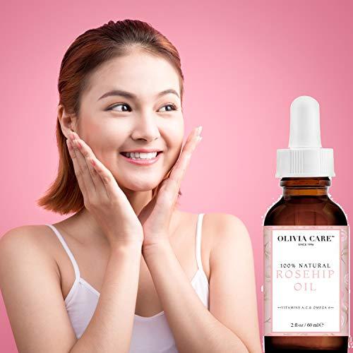 Olivia Care Olivia Care Rosehip Face Oil | Large 2 oz | Packed with Vitamins E, C and A to treat Wrinkles, Acne Scars, Blemishes and Dark Circle– All natural beauty moisturizer for skincare