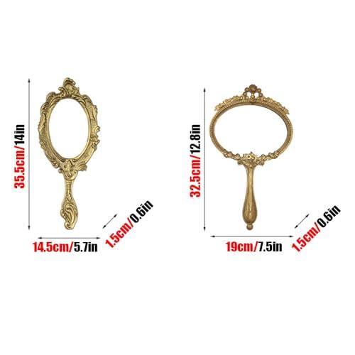 APLUSH APLUSH Gold Oval Vintage Hand Mirror, Wall Mirror Decorative Metal Mirror, Portable Handheld Mirror with Handle(A)