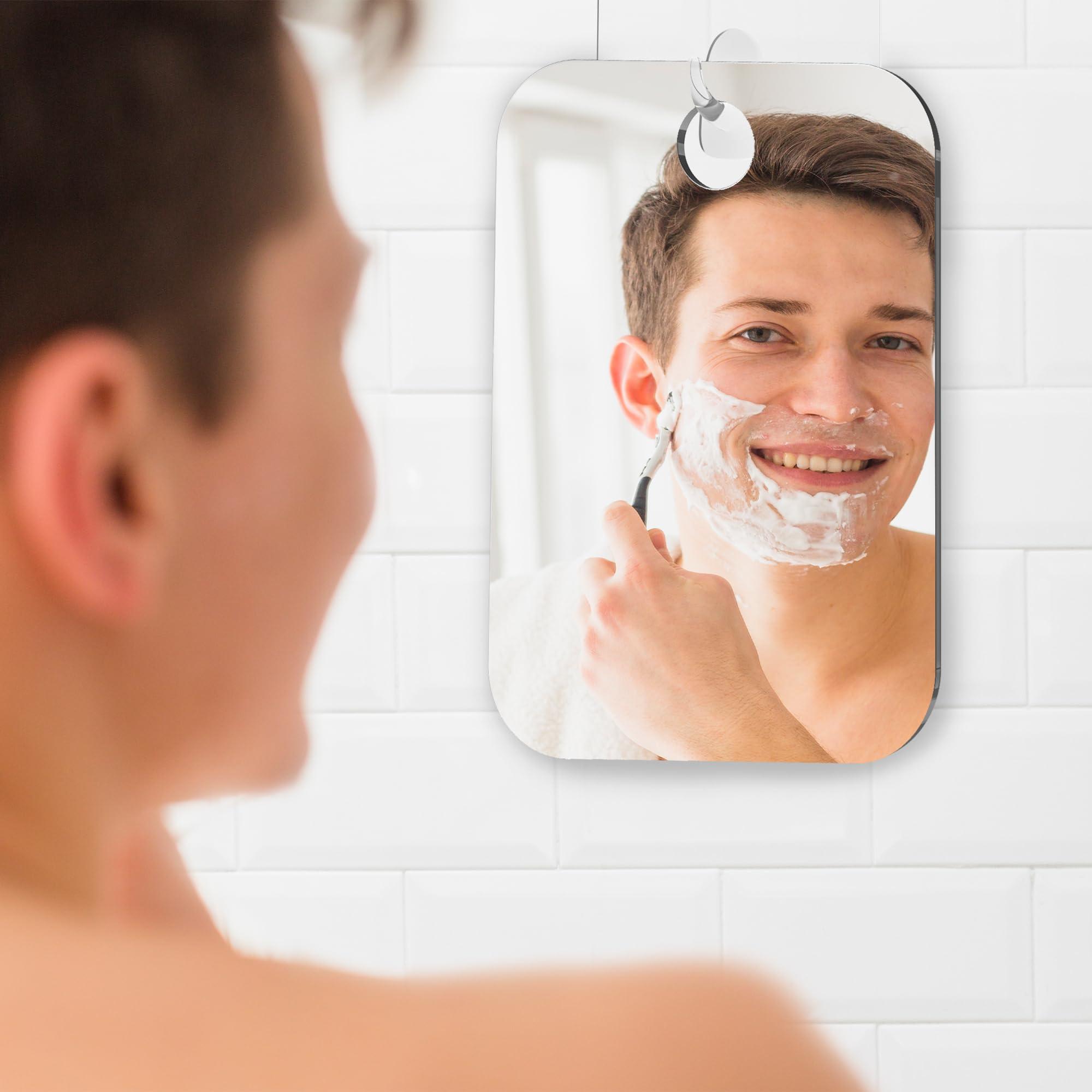 HONEYBULL HONEYBULL Shower Mirror Fogless for Shaving - Flat Anti Fog Mirror with Razor Holder for Shower, Mirrors, Shower Accessories, Bathroom Mirror & Accessories, Holds Razors for Men (Medium 6x8in)