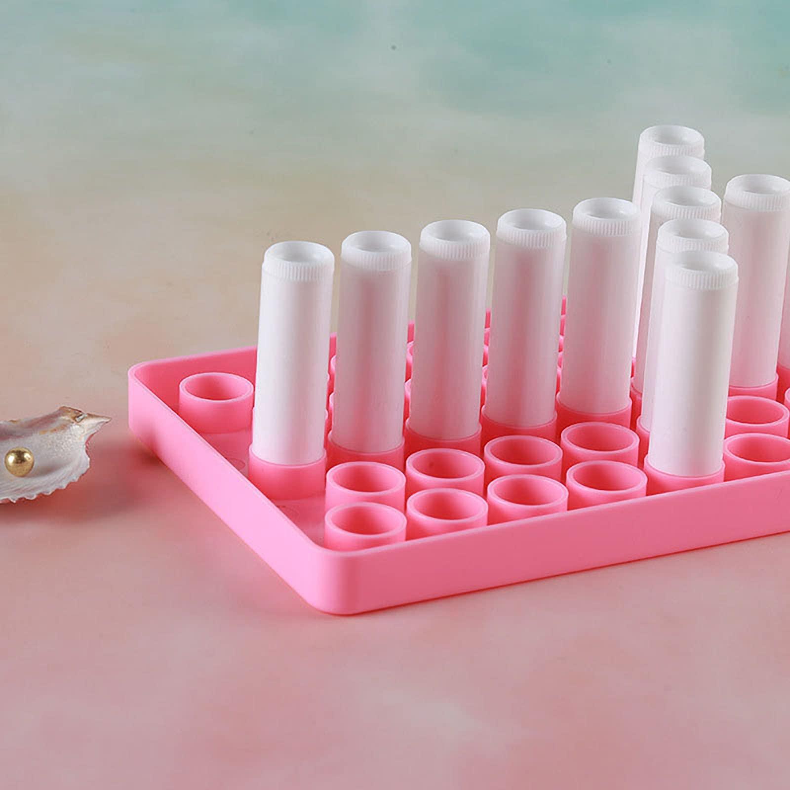 RONRONS RONRONS Pink Lip Balm Crafting Kit, Professional Lipsticks Filling Tray with 50 Small Holes and Spatula, Easy to Fill 50 Pieces Lipstick Tubes Containers for Business Gifts