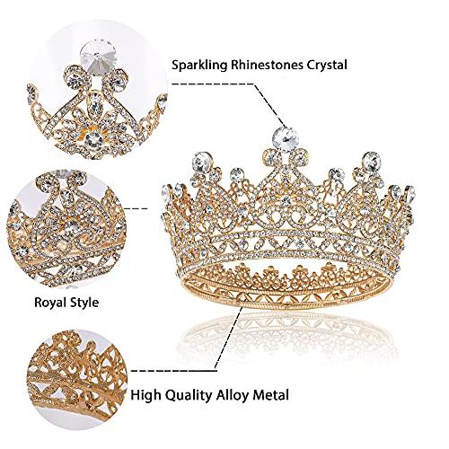 TOBAAT Gold Princess Crown for Women - Queen Crowns for Women, Tiaras and Crowns for Women Wedding, Princess Crystal Tiara Crown, Headband Hair Accessories for Birthday Pageant Prom Bridal Party