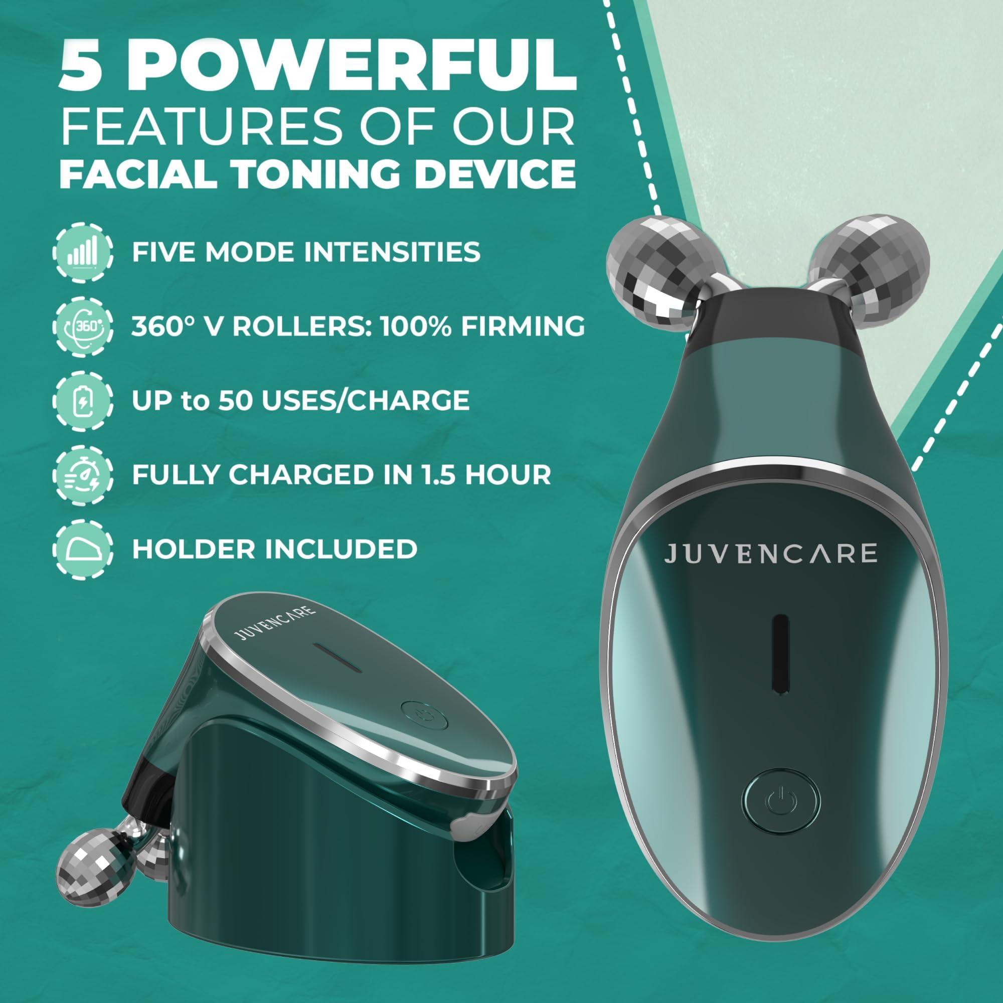 JuvenCare Microcurrent Facial Device- 6 in 1 Advanced Face Microcurrent Device- Microcurrent Facial Machine- Skin Care (Dark Green)