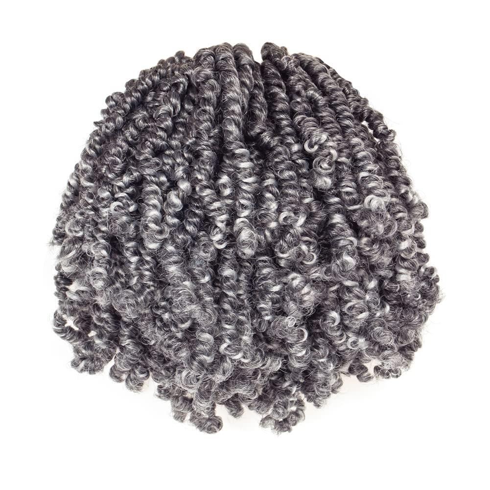 ToyoTress Toyotress Bob Spring Twist Hair - 6 inch 8 Packs Ombre Gray Pre-twisted Crochet Hair Spring Twists Crochet Braids, Synthetic Braiding Hair Extensions (6 Inch, T-Gray-8P)